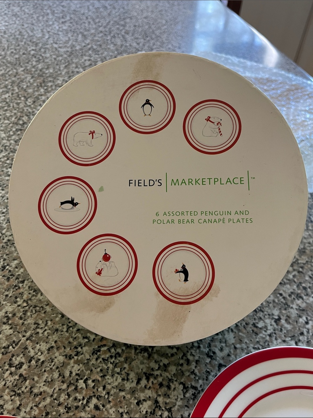 Field's Marketplace Red & White Penguin and Polar Bear Canapé Plates - Set of 6 - Picture 5 of 7